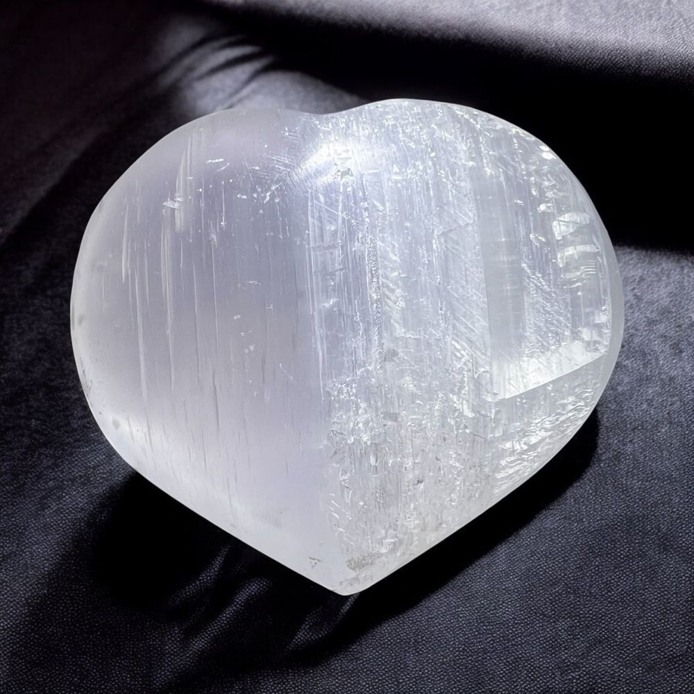 Selenite Crystal‎ Heart Carving